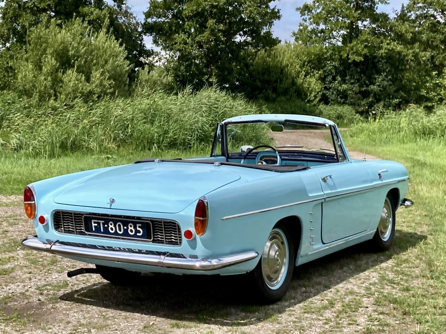 Voiture TLJ Renault Floride Cabriolet Jaune - Années 60 - Mécanique à Clef - 22 Cm