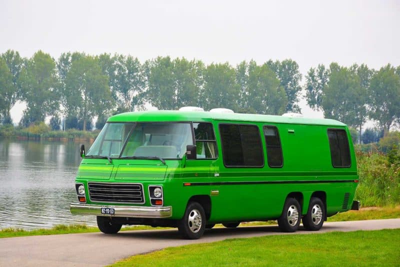 GMC motorhome, interest aroused by the color. boss above boss