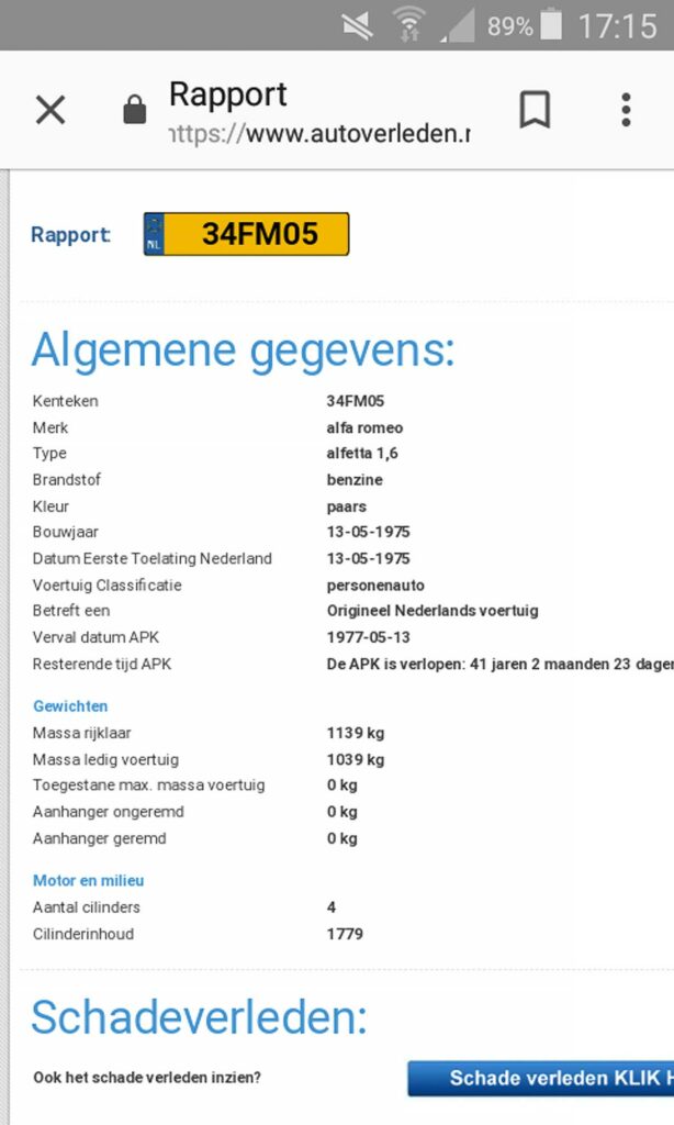 Alfa Romeo Alfetta GT uit 1975 – terug van weggeweest